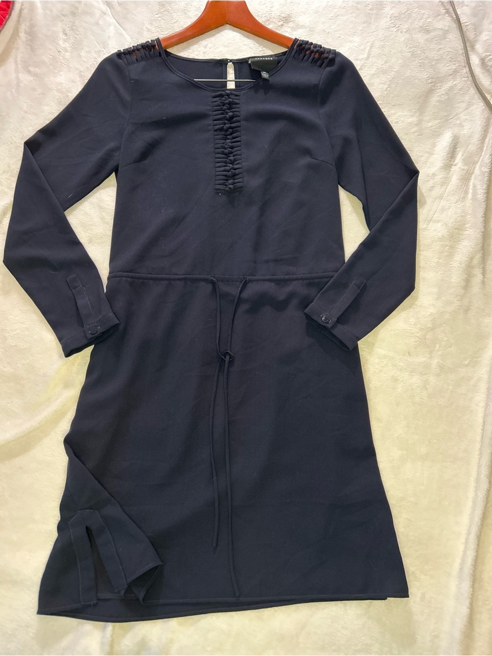 Barney New York Classic Long-Sleeve Navy Drawstring Waist Mini Dress - Picture 4 of 11